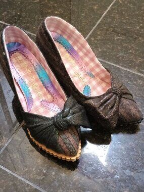 Irregular Choice sequin heel striped shoes